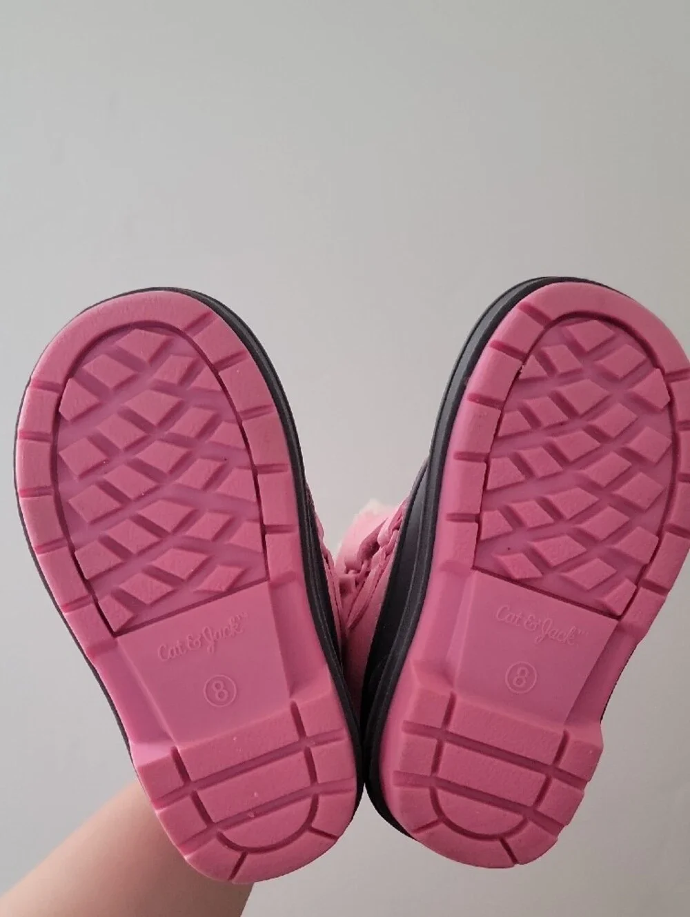 Cat & Jack Pink and Gray Kids Winter Boots with Faux Fur